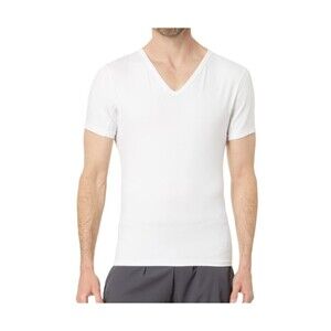 Spanx Sculpt T-Shirt Men's XL White Cotton Blend Short Sleeve V-Neck NWOT